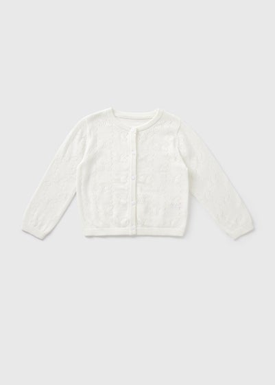 Girls White Pointelle Cardigan (1-7yrs)