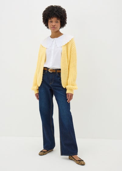 Yellow Lofty Ribbed Knit Cardigan