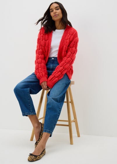 Coral Chunky Knit Cardigan