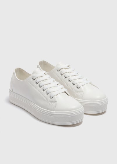 White Platform Lace Up Trainers