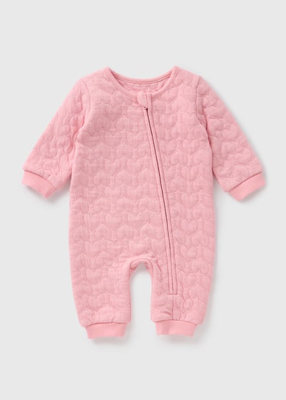 Baby Pink Quilted Heart Romper (Newborn-23mths)