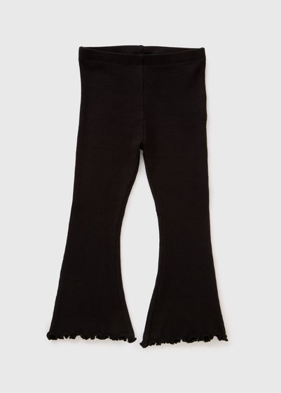 Girls Black Ribbed Flare Leggings (1-7yrs)