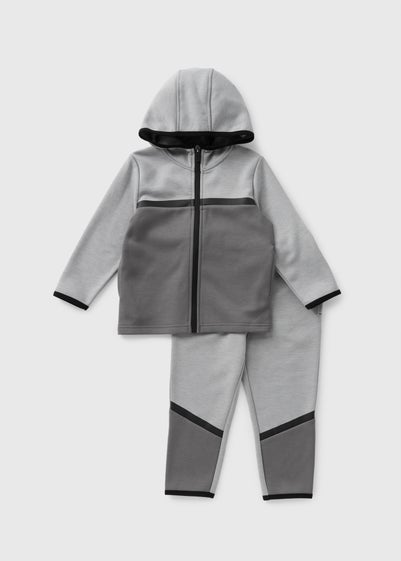 Boys Grey Zip Up Heat Seal Hoodie & Jogging Bottoms Set (1-7yrs)