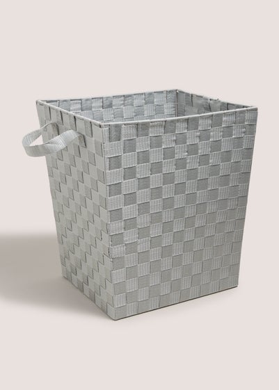 Grey Plastic Woven Basket