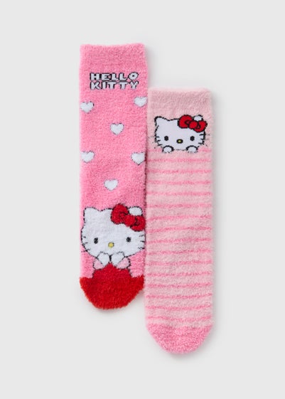 Hello Kitty 2 Pack Kids Pink Cosy Socks (Younger 6-Older 5.5)