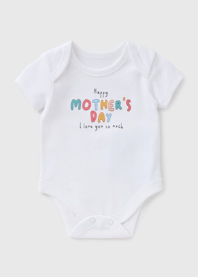 Baby White Mothers Day Bodysuit (Newborn-12mths)