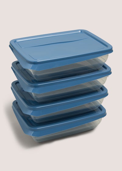 4 Pack Blue Food Containers