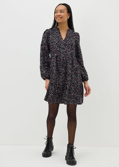 Black Confetti Smock Mini Dress