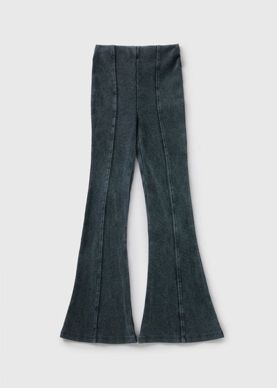 Girls Charcoal Washed Flare Trousers (7-15yrs)