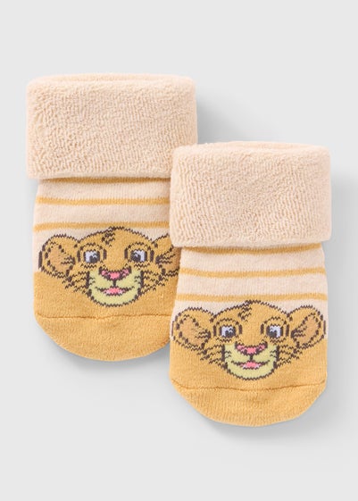 The Lion King Baby Yellow Simba Socks (Newborn-12mths)