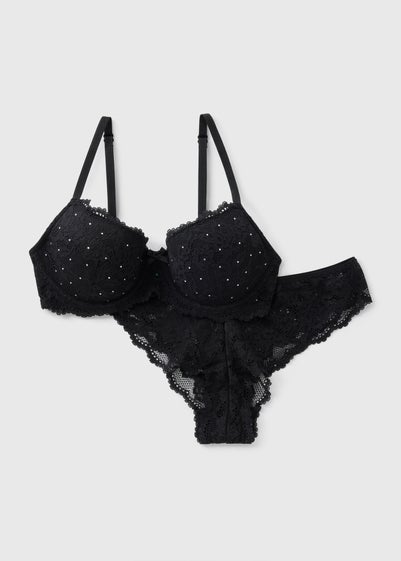 Black Lace Co Ord Bra & Brief Set