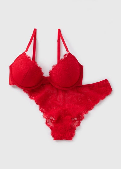 Red Lace Bra & Brief Set