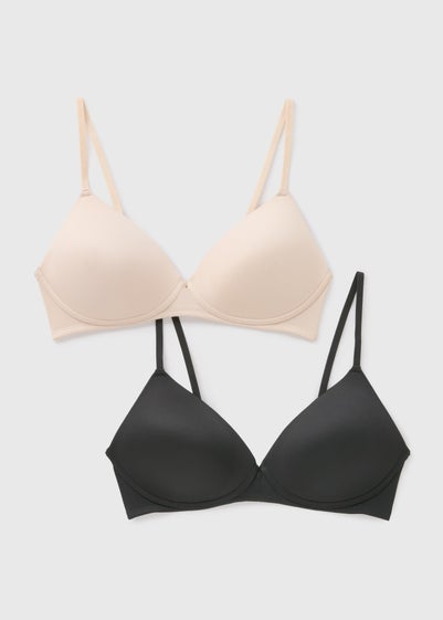 2 Pack Black & Nude Non Wired First Bras