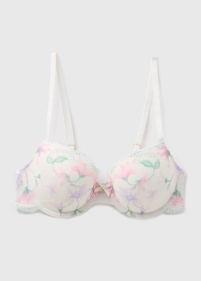 Cream Floral Bra