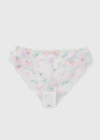 Cream Floral High Leg Knickers