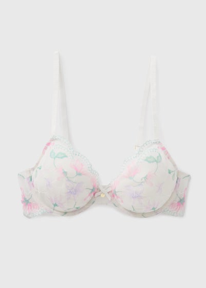 Cream Floral Non Padded Bra