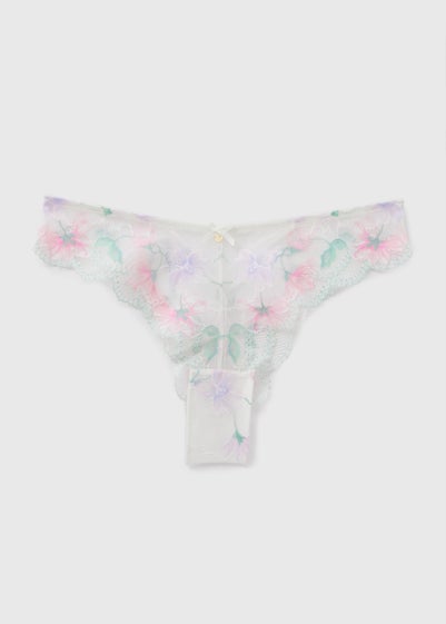 Cream Floral Brazilian Knickers