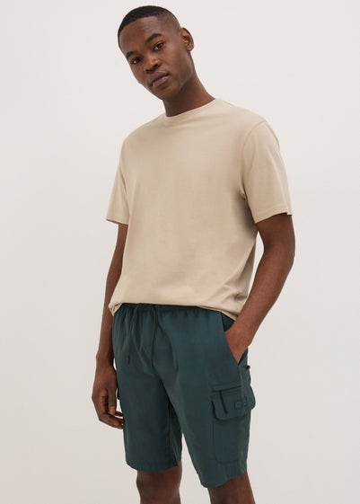 Teal Tech Drawcord Cargo Shorts