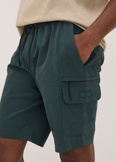 Teal Tech Drawcord Cargo Shorts