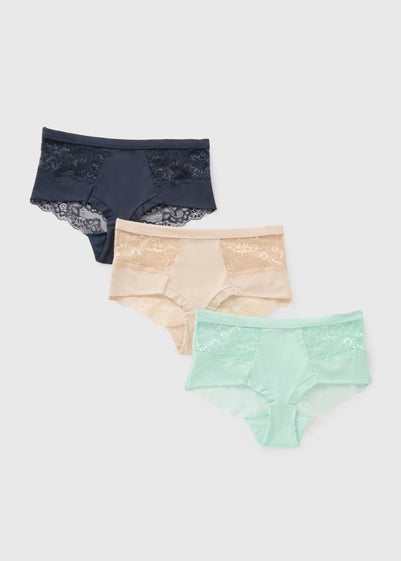 3 Pack Multicolour Lace Midi Knickers