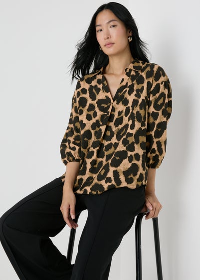 Et Vous Brown Animal Blouse