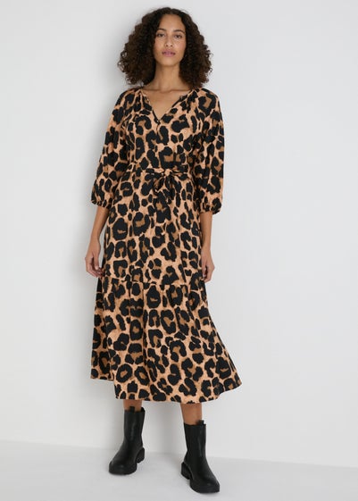 Et Vous Brown Animal Midi Dress