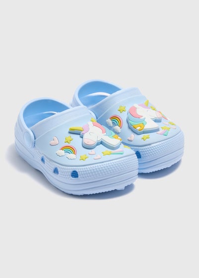 Girls Blue Unicorn Clogs (Younger 4/5-Older 1/2)