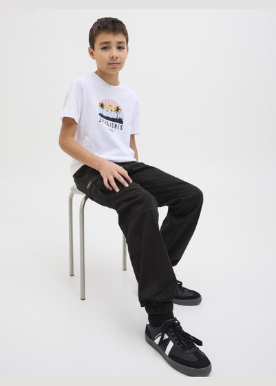 Jack & Jones Kids Black Cuffed Cargo Trousers (8-16yrs)