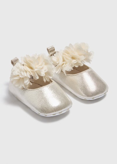 Baby Gold Corsage Soft Sole Shoes