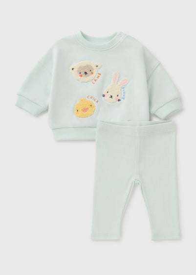 Baby Mint Animal Sweatshirt & Leggings Set (Newborn-23mths)