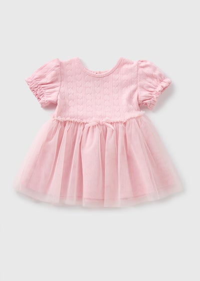 Baby Pink Heart Mesh Dress (Newborn-23mths)