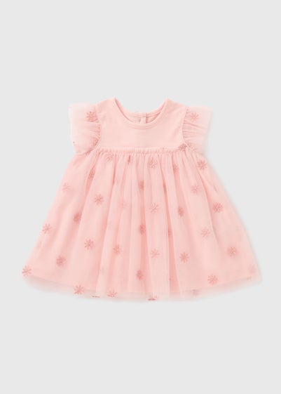 Baby Pink Chiffon Mesh Dress (Newborn-18mths)