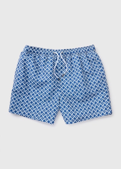 Navy Geometric Swim Shorts