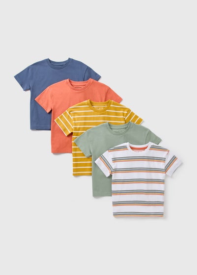 5 Pack Boys Multicolour Stripe T-Shirts (1-7yrs)