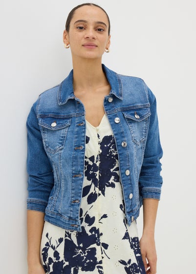 Blue Mid Wash Stretch Denim Jacket