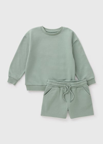 Boys Sage Sweatshirt & Shorts Set (1-7yrs)