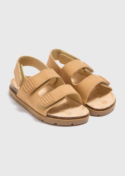 Girls Tan Faux Leather Footbed Sandals (Younger 4-12)