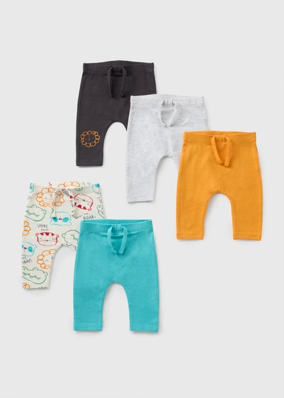 5 Pack Baby Multicolour Safari Leggings (Newborn-23mths)