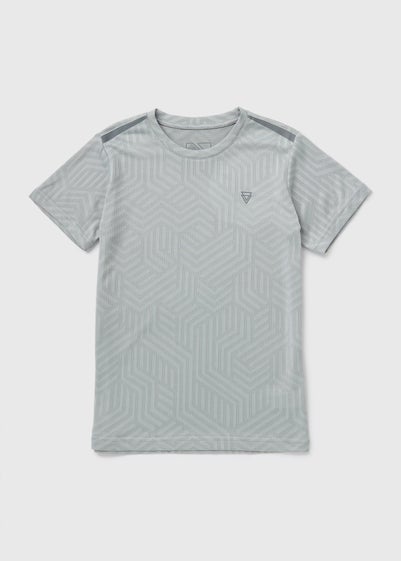 Boys Grey Jacquard Sports T-Shirt (7-15yrs)