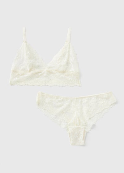Cream Lace Bralette & Knickers Set