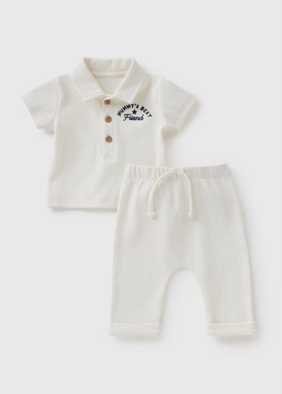 Baby Cream Mummy Polo & Trousers Set (Newborn-23mths)