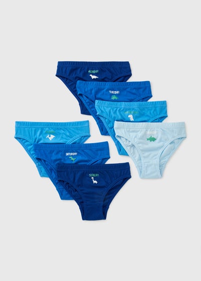 7 Pack Boys Blue Dino Briefs (1-11yrs)