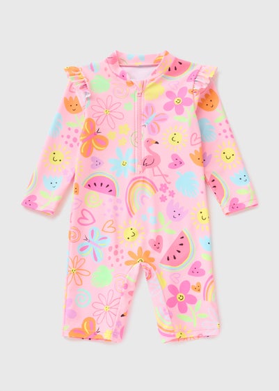 Girls Pink Fun Surf Suit (1-7yrs)