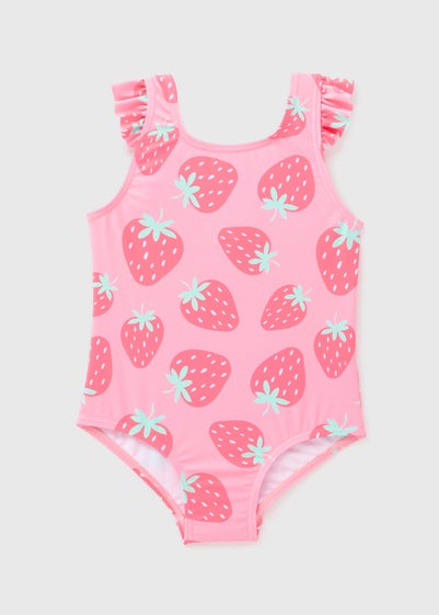 Girls Pink Strawberry Swim Suit (1-7yrs)