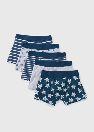 5 Pack Boys Navy Star Trunks (1-13yrs)