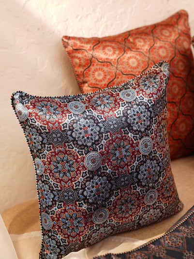 Multicolour Viscose Mashru Printed Cushion Cover