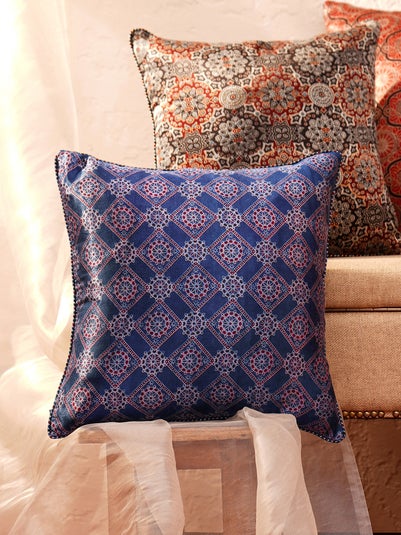 Multicolour Viscose Mashru Printed Cushion Cover