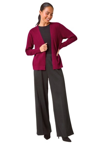 Roman Magenta Petite Plain Stretch Cardigan