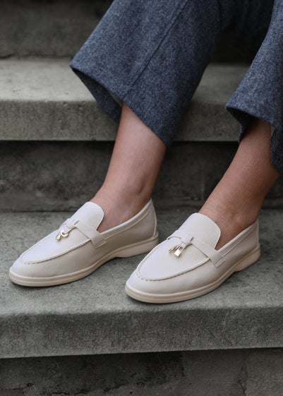 Where's That From Beige Suede Pegasus Wide-Fit Slip On Loafers