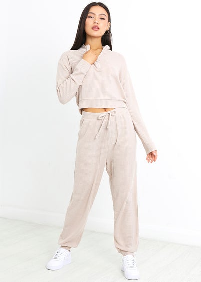 Brave Soul Beige Waffle Loungewear Set